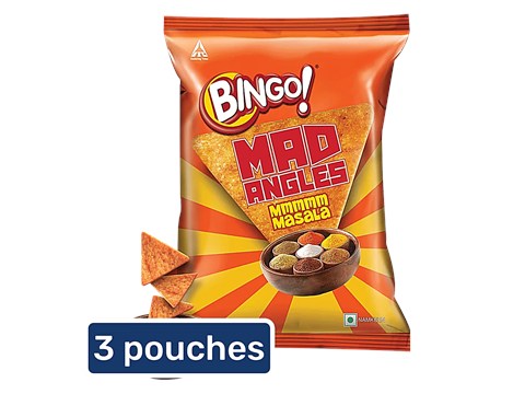 Bingo! Mad Angles Masala Madness Triangle Chips, 3 x 60 g