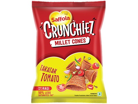Saffola Crunchiez Millet Cones - Takatak Tomato, 45 g