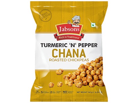 JABSONS Turmeric 'N' Pepper Chana - Roasted Chickpeas, Rich In Protein & Iron, Gluten-free, 140 g