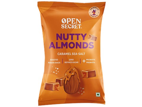 Open Secret Nutty Almonds - With Zero Refined Sugar, Caramel Sea Salt Flavour, 23 g