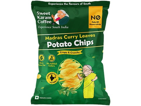 Sweet Karam Coffee Madras Curry Leaves Potato Chips, 60 g