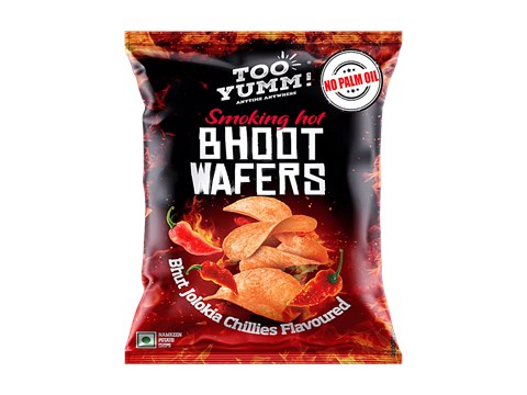 Too Yumm! Smoking Hot Bhoot Jolokia Chiilies Flavoured Potato Wafers, 44 g
