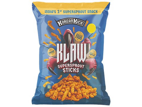 Klaw Korean Kick Sprouted Moong & Jowar Sticks - Baked, 35 g