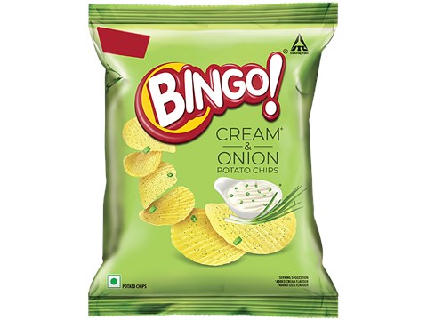 Bingo! Potato Chips - Cream & Onion Chips, Crispy & Crunchy, Pack For Snacks, 25 g