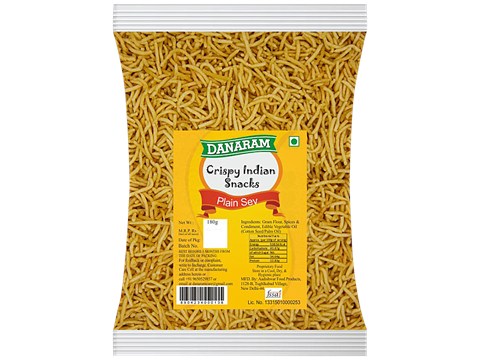Danaram Crispy Indian Snacks - Plain Sev, 180 g