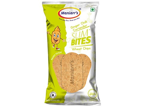 Maniarr's Ginger Chilli Coriander Slim Bites Wheat Chips, 60 g