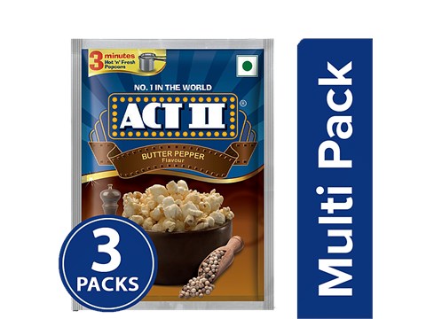 ACT II Instant Popcorn - Butter Pepper Flavour, Snacks, 70 g