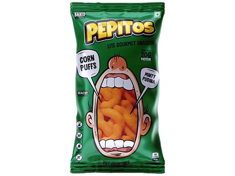 Pepitos Corn Puffs - Minty Pudina, Baked, Diet Crunchies, 140 g