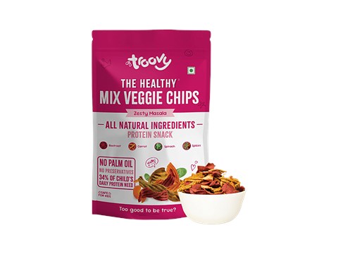 Troovy The Healthy Zesty Masala Mix Veggie Chips, 70 g