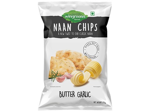 Wingreens Farms Naan Chips - Butter Garlic, 150 g