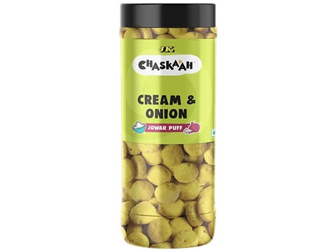 JK Chaskaah Jowar Puff - Sour Cream & Onion, Dry Roasted, Zero Cholesterol, 75 g