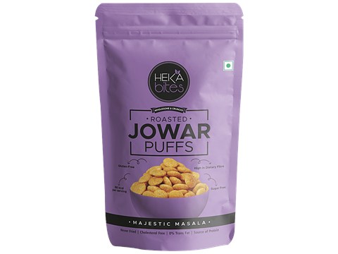 Heka Bites Roasted Jowar Puffs - Majestic Masala, Low Calorie & Healthy Snacks, 30 g