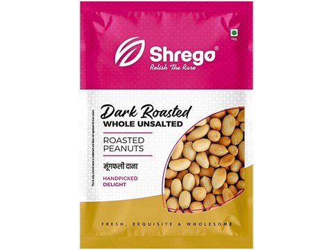 Shrego Dark Roasted Whole Unsalted Peanuts, 360 g