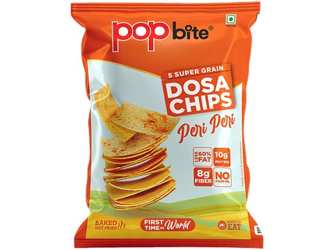 Pop Bite Peri Peri 5 Super Grain Dosa Chips, 60 g