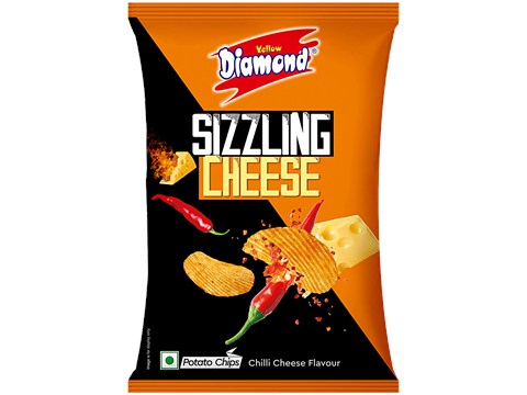 Yellow Diamond Sizzling Chilli Cheese Flavour Potato Chips, 85 g