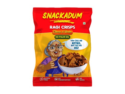 Snackadum Cheese & Herbs Ragi Crisps, 30 g