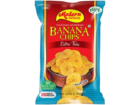 Modern Kitchens Banana Chips - Salted, Vegan, Extra Thin, Fresh, Crispy, No Preservatives, 70 g