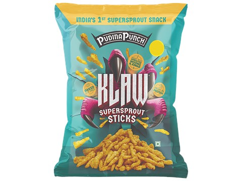Klaw Pudina Punch Sprouted Moong & Jowar Sticks - Baked, 40 g