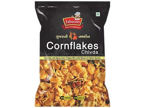 Jabsons Gujarati Namkeen - Cornflakes Chivda, Blend Of Indian Spices, Crunchy & Spicy, 120 g
