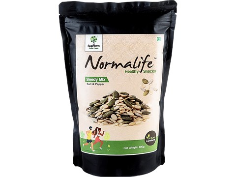 Supreem Super Foods Normalife - Gluten Free Seedy Mix, Pumpkin, Watermelon & Sunflower Seeds, Healthy Snack, 100 g