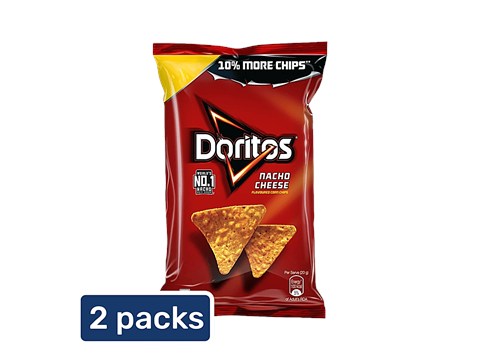 Doritos Nacho Crunchy, Nachos Chips, Snacks Cheese, Party Pack, 2x 75 g