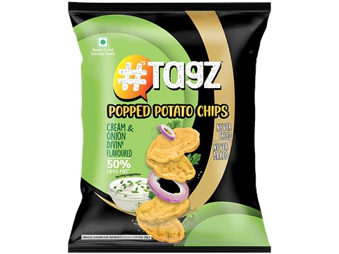 tagz Cream & Onion Divin' Flavoured Popped Potato Chips, 60 g