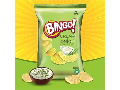 Bingo! Cream & Onion Potato Chips, 45 g