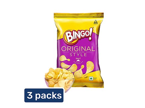 Bingo! Original Style Potato Chips - Salt Sprinkled, 3 x 43 g