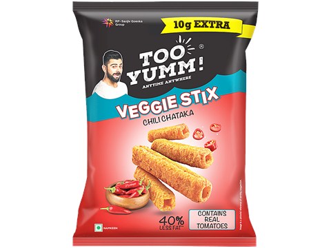 Too Yumm! Chili Chataka Flavour Veggie Stix Namkeen, 21 g