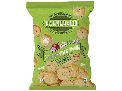 Banner & Co Sour Cream & Onion Popped Chips, 40 g