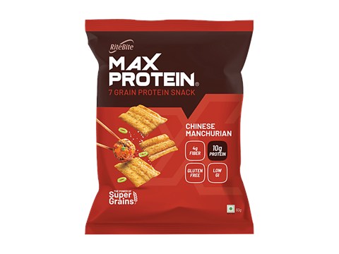 RiteBite Max Protein Chinese Manchurian 10g Protein Chips, 60 g