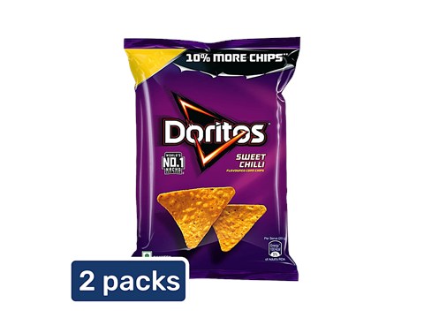 Doritos Nacho Chips Sweet Chilli Flavour - Crunchy Crispy Chips & Snacks, Party Bag, 2x142 g