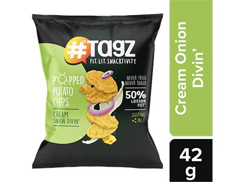 tagz Popped Potato Chips - Cream Onion Divin, 42 g