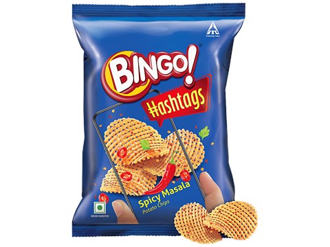 Bingo! Hashtags Spicy Masala Potato Chips, 53 g