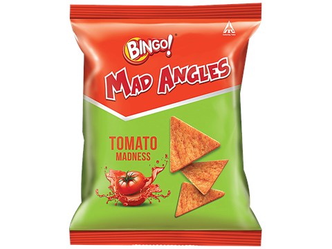 Bingo! Mad Angles Chips - Tomato Madness, Tangy, Crispy & Crunchy Snack, 20 g