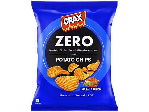 Crax Zero Masala Punch Potato Chips, 65 g