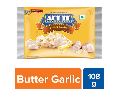 ACT II Microwave Popcorn - Butter Garlic Flavour, Snacks, 108 g