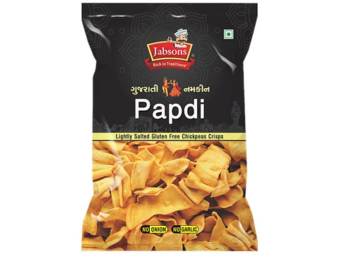 Jabsons Gujarati Namkeen - Papdi, Lightly Salted, Gluten Free, Chickpeas Crisps, 120 g