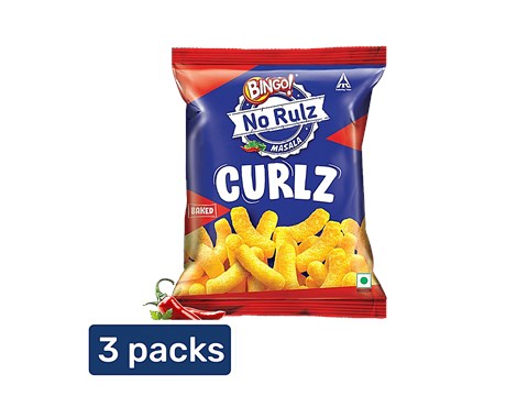 Bingo! No Rulz Masala Curlz Corn Puffs, 3 x 80 g