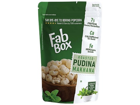 Fabbox Roasted Makhana - Pudina, Baked Foxnuts, Healthy Snack, For Weight Management, 83 g