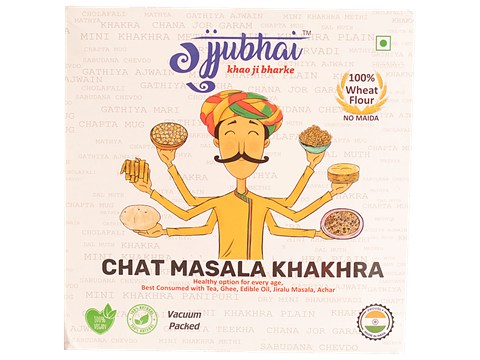 Gujjubhai Chat Masala Khakhra - Wheat Flour, Natural & Vegan, Healthy Snack, No Maida, 180 g