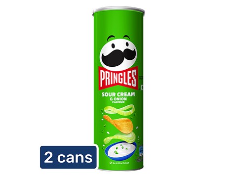 Pringles Sour Cream & Onion Flavour Potato Crisps, 2x107 g