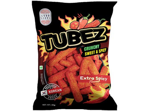 Good Seoul Tubez Extra Spicy Flavour Korean Snack, 85 g