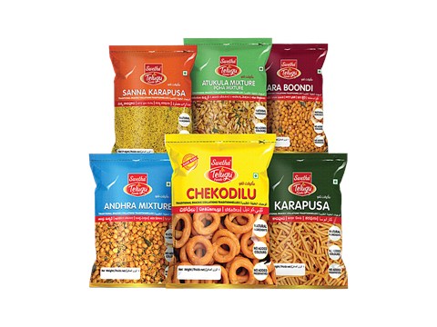 Swetha Telugu foods Combo-Andhra & Atukula Mixture, Chekodilu, Kara Boondi, Karapusa, Sanna Karapusa, 185 g