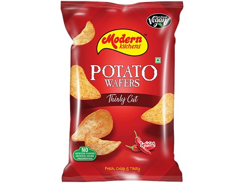 Modern Kitchens Potato Wafers - Spicy, Fresh, Crispy, Zero Trans Fat, No Preservatives, 70 g
