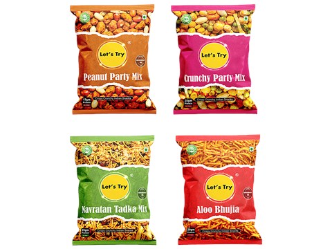 Let's Try Party Mix - Aloo Bhujia, Navratan Tadka, Peanut, Crunchy, 112 g