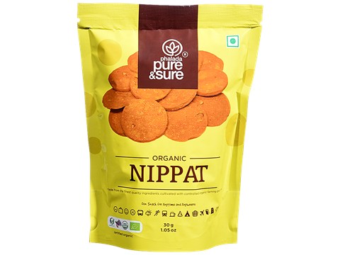Phalada Pure & Sure Organic Mini Nippat - Crunchy, Rich In Fibre, 30 g