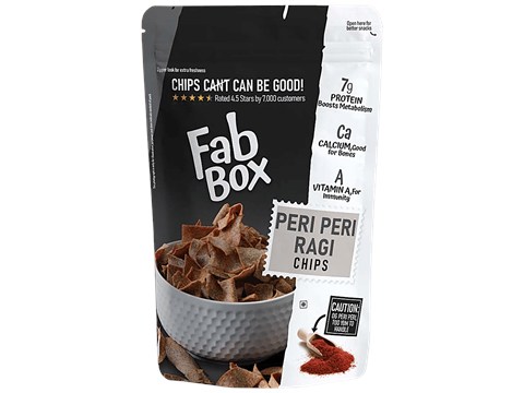 Fabbox Ragi Chips - Peri-Peri, Healthy Snack, Weight Management, Gluten-Free, Vegan, 215 g