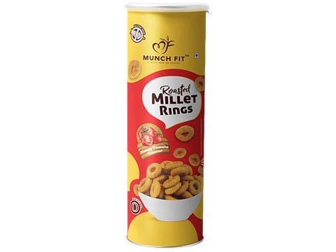 Munch Fit Roasted Millet Rings - Tangy Tomato Flavour, Rich In Protein, Healthy Snack, 40 g