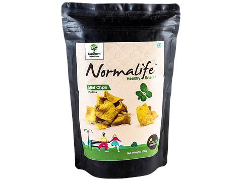 Supreem Super Foods Normalife - Mint Chips, Tangy Mint, Healthy Snack, Gluten Free, 100 g